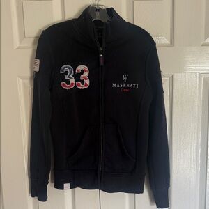 Maserati Embroidered Logo Sweatshirt in Black with Red Accent